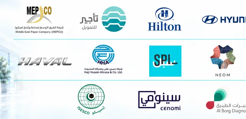 MEPCO, تأجير للتمويل, Hilton, Hyundai, Al Borj Facility Management, Petro Rabigh, Haji Husein Alireza & Co. Ltd., SPL, NEOM, King Abdullah Economic City, Cenomi, Al Borg Diagnostics, Be Group